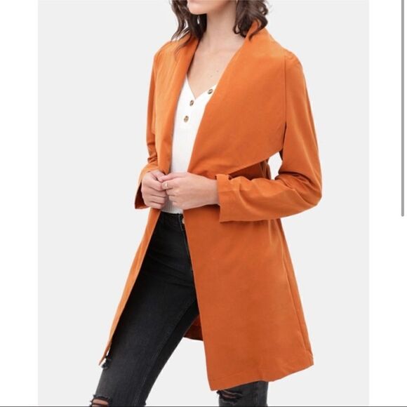 Belted Collard Trench Coat - Picture 2 of 4